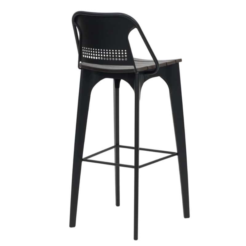 Wood Seat Metal Chair for Patio